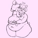  &lt;3 animal_crossing anthro bottomless bottomwear canid canine canis cat_smile clothed clothing domestic_dog duo eyelashes eyes_closed female giant_panda gnauseating hair hi_res holding_partner isabelle_(animal_crossing) kissing_cheek mammal navel nintendo overweight overweight_female pink_background pinky_(animal_crossing) shih_tzu short_hair simple_background skirt sweater thick_thighs topwear toy_dog turtleneck ursid video_games wide_hips 