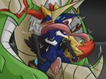  amphibian anthro blue_body blurred_background bodily_fluids braixen canid canine chesnaught cowgirl_position cum cum_in_ass cum_in_pussy cum_inside embrace eulipotyphlan female fox frog from_front_position genital_fluids green_body greninja grey_background group group_sex half-closed_eyes hedgehog hi_res hidden_eyes hidden_face holding_leg holding_partner hug humanoid lewdaesthetics long_tongue male male/female male/male mammal narrowed_eyes nintendo on_bottom on_lap on_top pink_eyes pok&eacute;mon pok&eacute;mon_(species) sandwich_position sex simple_background sitting_on_lap size_difference spread_legs spreading threesome tongue trio video_games yellow_body 
