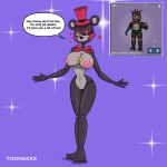  animatronic anthro big_breasts breasts butt curvy_figure dialogue female five_nights_at_freddy&#039;s freddy_fazbear&#039;s_pizzeria_simulator genitals hi_res lefty_(fnaf) machine mammal nipples pink_nipples pizzeria_simulator pussy robot scottgames solo toonsxxx ursid video_games 