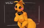  animatronic anthro areola avian ball_joints beakless bedroom_eyes big_breasts bird black_sclera black_tongue breasts chicken cjfurs doll_joints female five_nights_at_freddy&#039;s five_nights_at_freddy&#039;s_2 galliform gallus_(genus) grey_background head_feathers head_tuft looking_at_viewer machine narrowed_eyes nipples orange_areola orange_nipples phasianid robot rosy_cheeks scottgames seductive simple_background smile solo text thick_thighs tongue tongue_out toy_chica_(fnaf) tuft video_games white_eyes wide_hips yellow_body 