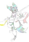  anthro auro_(auropaw) clothing eeveelution hi_res male melee_weapon nintendo paradoxian pok&eacute;mon pok&eacute;mon_(species) scarf shiny_pok&eacute;mon solo umbreon video_games weapon 