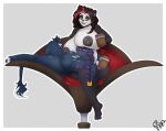  anthro big_breasts black_hair blizzard_entertainment boob_hat bovid bovine breasts countershaded_torso countershading duo female female/female giant_panda hair hand_holding highlights_(coloring) huge_breasts ikusame indigo_fur mammal nipples nude pandaren red_highlights rumpaf simple_background sitting slightly_chubby smile tankard tauren ursid video_games warcraft white_body white_countershading 