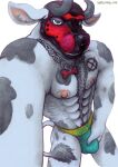  animal_mask anthro bovid bovine chain_collar clothing collar huffaromas jockstrap looking_at_viewer male mammal mask muscular pup_mask solo underwear yagi_b._(artist) 