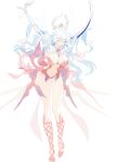  1girl artemis_(fate) breasts closed_eyes fate/grand_order fate_(series) full_body highres juer1004 large_breasts revealing_clothes simple_background thighs white_background white_hair 