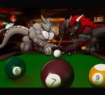  bar billiards blade bladerush bulge clothing cuesports dragon game_(disambiguation) hi_res jockstrap kardukk kobold muscular pub scalie tail thefastza underwear 