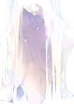  1girl bangs bare_arms bare_shoulders breasts covered_mouth from_side grey_eyes grey_hair hair_behind_ear hand_up looking_at_viewer n79oqc3yja6jlof original profile shade sideways_glance sleeveless solo upper_body water waterfall wet 