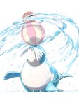  animal_focus balancing ball black_eyes commentary_request looking_up mukiguri no_humans open_mouth pokemon pokemon_(creature) sealeo shell squirtle tusks water white_background 