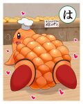  &lt;3 &lt;3_eyes chef_hat chef_kawasaki clothing fishnet fishnet_legwear hat headgear headwear kirby_(series) kwskkaruta legwear looking_at_viewer looking_back male nintendo orange_body skindentation solo video_games 