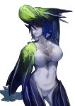  absurd_res big_breasts blue_body blue_hair brachydios breasts brute_wyvern capcom featureless_breasts featureless_crotch hair hi_res horn miao_jiangyou monster_hunter nude red_sclera scales scalie tail yellow_eyes 
