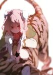  1girl absurdres chinese_clothes highres ibaraki_kasen kn001215 looking_at_viewer oni pink_hair red_eyes solo tiger touhou 