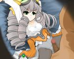  bad_id bad_pixiv_id bow bra censored crotch_seam drill_hair goggles green_eyes gura imminent_rape lingerie maria_balthasar panties panties_under_pantyhose pantyhose penis solo_focus underwear white_panties xenogears yellow_bow 