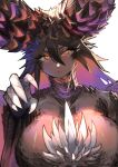 absurd_res alatreon big_breasts black_body black_scales breasts capcom claws dragon elder_dragon female fingers front_view hi_res horn huge_breasts looking_at_viewer miao_jiangyou monster_hunter mythological_creature mythological_scalie mythology orange_eyes pupils scales scalie simple_background solo wings 