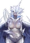 absurd_res big_breasts breasts capcom claws dragon elder_dragon featureless_breasts featureless_crotch hi_res horn miao_jiangyou monster_hunter multicolored_body multicolored_scales mythological_creature mythological_scalie mythology nude scales scalie simple_background standing tail velkhana white_body white_scales wings yellow_eyes