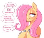  absurd_res blush dialogue english_text equid equine female feral fluttershy_(mlp) friendship_is_magic hair hair_over_eye hi_res hooves mammal my_little_pony one_eye_obstructed pegasus saltyxodium solo text wings 