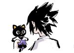  1071png 2021 anthro asian_clothing barefoot big_eyes black_body black_ears black_fur black_hair black_tail chococat clothed clothing cosplay crossover domestic_cat duo east_asian_clothing feet felid feline felis fur glistening glistening_eyes hair hello_kitty_(series) holding_character human japanese_clothing kimono long_tail male mammal mouthless multicolored_ears naruto o_o orange_ears orange_nose raised_hand sanrio sasuke_uchiha short_hair simple_background size_difference skinny skinny_anthro skinny_human spiky_hair standing tan_body tan_ears tan_skin toony white_background wide_eyed 