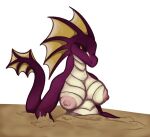 anthro areola breasts dragon female lucadafox7 mud nipples non-mammal_breasts nude partially_submerged purple_body quicksand solo wingless_dragon 