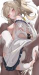  1girl 2boys anal barbara_(genshin_impact) blonde_hair blush bound bound_wrists breasts censored closed_eyes crying cum cum_in_ass cum_in_pussy double_penetration dress drill_hair frown genshin_impact hair_ribbon highres lifting_person long_hair medium_breasts mosaic_censoring multiple_boys nipples overflow pantyhose rape ratsuku_kinoko ribbon sex sex_from_behind sideboob suspended_congress torn_clothes torn_dress torn_legwear twin_drills twintails vaginal white_background white_dress white_pantyhose white_ribbon 