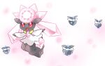  :d carbink commentary_request diancie happy looking_at_viewer no_humans open_mouth outstretched_arms pink_pupils pokemon pokemon_(creature) red_eyes smile soumendaze white_background 