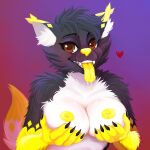  anthro big_breasts bodily_fluids breasts canid canine canis cheek_tuft claws curvy_figure facial_tuft female fluffy hi_res jellopowder mammal raised_tail saliva sharp_claws sharp_teeth solo teeth tongue tongue_out tuft wolf yellow_eyes yellow_tongue 