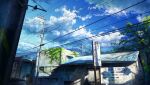  ad building car cloud cloudy_sky commentary_request ground_vehicle mikannokawa7008 motor_vehicle original outdoors overgrown power_lines scenery shadow sky translation_request tree utility_pole 