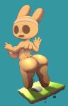  animal_crossing anthro areola big_breasts big_butt breasts brown_areola brown_body brown_nipples butt coco_(animal_crossing) empty_eyes female gyroid hi_res lagomorph leporid looking_at_viewer looking_back mammal nintendo nipples nude open_mouth rabbit sixsidesofmyhead solo thick_thighs video_games 