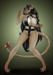  anthro bell black_hair bow_(disambiguation) breasts female hair impractical_clothing light_body long_hair mammal murid murine piercing rat rodent sidneydesenhus skaven solo warhammer_(franchise) 