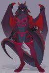  2022 4_toes 5_fingers anthro areola breasts claws clothed clothing digital_media_(artwork) digitigrade dragon feet female fingers hair hi_res horn kuroame looking_at_viewer membrane_(anatomy) membranous_wings nipples non-mammal_breasts red_eyes scalie smile toes western_dragon wings 