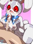  anthro areola balls big_breasts black_eyes blue_bow blush bodily_fluids breast_play breasts cotton_tail cum cum_on_breasts cum_on_face duo eyelashes female five_nights_at_freddy&#039;s floppy_ears fur genital_fluids genitals grey_body grey_fur hi_res human lagomorph leporid looking_at_genitalia looking_at_penis lop_ears male male/female mammal nipples nude penis peppermintwolf pink_areola pink_background pink_nipples pussy rabbit red_sclera scottgames seam_(sewing) sex simple_background stitch_(sewing) tan_body tan_skin thick_thighs titfuck vanny_(fnaf) video_games whiskers white_background white_body white_fur wide_hips 