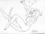  abs absurd_res anthro big_breasts breasts bubble collarbone fangs female hand_behind_head hi_res jorge_nestor lutrine mammal muscular muscular_anthro muscular_female mustelid nipples nude raised_arm solo tail_motion underwater water 