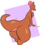  2022 anthro bedroom_eyes bodily_fluids brown_body bustingmangos butt curvy_figure digital_media_(artwork) disney female genital_fluids genitals half-closed_eyes hi_res kanga kangaroo looking_back macropod mammal marsupial mature_female narrowed_eyes nude pouch_(anatomy) presenting presenting_hindquarters presenting_pussy pussy pussy_juice pussy_juice_string seductive simple_background smile solo thick_tail thick_thighs voluptuous wide_hips winnie_the_pooh_(franchise) 