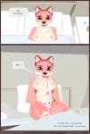  3d_(artwork) anthro balls bed bedroom bodily_fluids breasts canid canine clothing comic cum cum_on_hand cum_on_self dialogue digital_media_(artwork) ejaculation english_text erection fox furniture genital_fluids genitals gynomorph hi_res humanoid_genitalia humanoid_penis intersex lingerie looking_at_genitalia looking_at_own_penis looking_at_penis looking_at_self mammal masturbation mynka nipples nude on_bed orgasm orgasm_face peeing penile penile_masturbation penis pubes raelynn_(mynka) solo speech_bubble text trans_(lore) trans_woman_(lore) under_covers urine waking_up 
