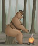  anthro campfire female fish lilbluefoxie mammal marine plant solo tree tree_stump ursid 