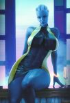  3d_(artwork) absurd_res alien alien_humanoid big_breasts blender_(software) blue_body blue_skin breasts digital_media_(artwork) female fugtrup hi_res humanoid liara_t&#039;soni looking_at_viewer mass_effect nipples not_furry solo video_games 