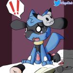  anal anal_penetration bedroom bodily_fluids caught caught_off_guard embarrassed feral hugo_the_riolu hugoriolu male nintendo panicking penetrable_sex_toy penetration pok&eacute;mon pok&eacute;mon_(species) riolu sex_toy sex_toy_in_ass sex_toy_insertion solo sweat vibrator video_games 