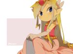  1girl artist_name back belt blonde_hair blue_eyes blush dress floating_hair gloves jewelry long_hair looking_at_viewer multicolored_hair necklace pink_dress princess_zelda solo the_legend_of_zelda the_legend_of_zelda:_spirit_tracks the_legend_of_zelda:_the_wind_waker tiara tokuura 