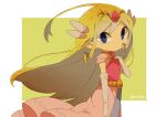  1girl artist_name back belt blonde_hair blue_eyes blush dress floating_hair gloves jewelry long_hair looking_at_viewer multicolored_hair necklace pink_dress princess_zelda solo the_legend_of_zelda the_legend_of_zelda:_spirit_tracks the_legend_of_zelda:_the_wind_waker tiara tokuura 