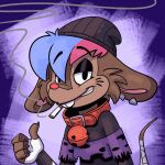  1:1 animated bell bell_collar cigarette collar ear_piercing ear_ring emo eyeliner eyeshadow makeup mammal mouse murid murine piercing ring_piercing rodent short_playtime smoking trevor-fox trevor-fox_(character) 