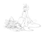  androgynous antennae ass bottomless cape doggystyle flat_chest greyscale highres implied_futanari kiriu kurodani_yamame monochrome multiple_girls reverse_trap ribbon saliva sex short_hair sketch top-down_bottom-up touhou wriggle_nightbug 