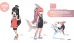  2024 absurd_res anthro clothed clothing female feral fish footwear hair hi_res human mammal marine pink_hair shark shoes signature simple_background solo text tysontan white_background 