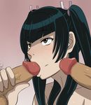  :&gt;= black_hair censored fellatio gundam gundam_00 oral penis s_(tenshi_no_kiss) solo_focus twintails wang_liu_mei 