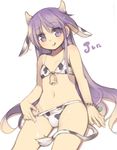  :q animal_ears animal_print bad_id bad_pixiv_id bell bikini bikini_pull character_name cow_boy cow_ears cow_print cow_tail crossdressing cum happiness! happy horns kashiwamochi_yomogi long_hair male_focus navel otoko_no_ko pulled_by_self purple_eyes purple_hair smile solo swimsuit tail tongue tongue_out very_long_hair watarase_jun 