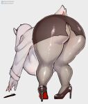 2024 2_horns 4_fingers anthro artist_name big_breasts big_butt black_clothing black_panties black_underwear boss_monster_(undertale) bottomwear bovid breasts butt caprine clothed clothing curvy_figure dress_shirt female fingers floppy_ears footwear fully_clothed goat hi_res high_heels horn huge_breasts huge_butt legwear mammal mature_female miniskirt nails panties pantyhose pen petroverr reaching reaching_for_object rear_view sharp_nails shirt shoes skirt solo text thick_thighs topwear toriel undertale_(series) underwear upskirt url voluptuous wide_hips