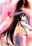  ass black_hair breasts copyright_request fujiwara_warawara long_hair medium_breasts multiple_girls one_eye_closed panties panties_around_one_leg underwear yuri 