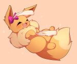 absurd_res blush bow_accessory eevee female feral generation_1_pokemon hi_res nintendo nuzzle_the_eevee patting patting_belly pokemon pokemon_(species) seviyummy solo