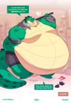  2023 alligator alligatorid anthro bare_chest colored comic crocodilian english_text hi_res kygen male morbidly_obese morbidly_obese_male obese obese_male overweight overweight_male reptile scalie shaded solo text the_end 