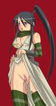  artist_request breasts censored cleavage dress dress_lift highres large_breasts masturbation nakatsukasa_tsubaki navel no_panties pussy pussy_juice solo soul_eater thighhighs vibrator 