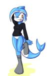  anthro bottomless bottomless_anthro bottomless_female cetacean clothed clothing delphinoid digital_media_(artwork) fan_character female fish_tail footwear fours_(artist) genitals hand_on_head hi_res mammal marine oceanic_dolphin one_eye_closed one_leg_up pussy raised_leg sega shirt simple_background smile socks solo sonic_legacy sonic_the_hedgehog_(series) standing tempest_the_dolphin toothed_whale topwear 