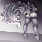  1:1 2022 absurd_res anthro anthrofied arm_tuft big_butt big_tail black_body black_fur black_hair black_tail butt canid curvy_figure digital_media_(artwork) female fluffy fluffy_tail fur grey_body grey_fur hair hi_res hyaenid leaning leaning_forward long_hair long_tail maksinushkansfw mammal mature_anthro mature_female mightyena milfyena nintendo nude pok&eacute;mon pok&eacute;mon_(species) pok&eacute;morph presenting presenting_hindquarters rear_view simple_background solo standing thick_thighs thigh_tuft tiptoes tuft video_games wide_hips 