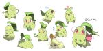  ? ?? anger_vein chikorita closed_eyes drooling e_volution friend_ball heart hoppip multiple_views no_humans plant poke_ball pokemon pokemon_(creature) red_eyes sleeping smile twitter_username u_u vines white_background yellow_eyes 