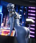  3d_(artwork) absurd_res alien alien_humanoid apone3d areola asari big_breasts big_butt blue_body breasts butt digital_media_(artwork) erect_nipples female hi_res humanoid looking_at_viewer looking_back mass_effect mostly_nude nipples not_furry pseudo_hair scales side_boob side_view solo thick_thighs video_games wide_hips 